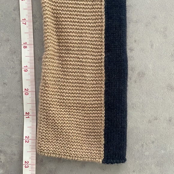 Lucky Brand Patchwork Open Long Cardigan Navy Gray Tan Textured Loose size XS - Picture 12 of 12